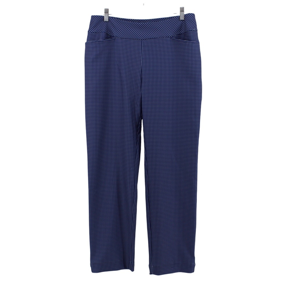 ACEGOLFS Golf Pants Womens L Blue Gingham Plaid UPF Performance Stretch Trousers